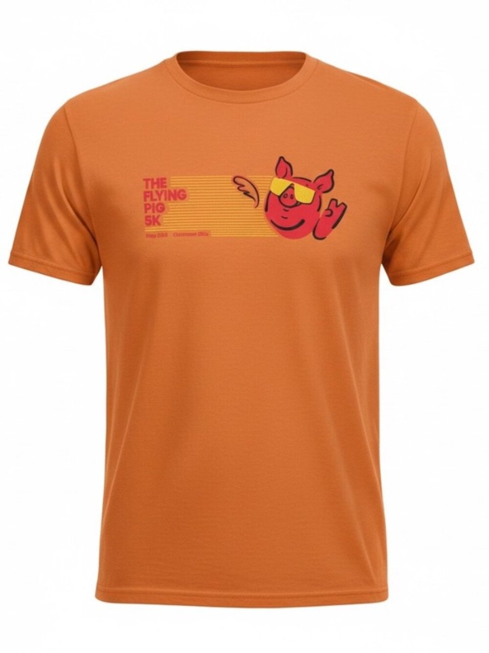 2024 Cincinnati Flying Pig 5K T-Shirt Size Medium Asics Unisex Neon Orange